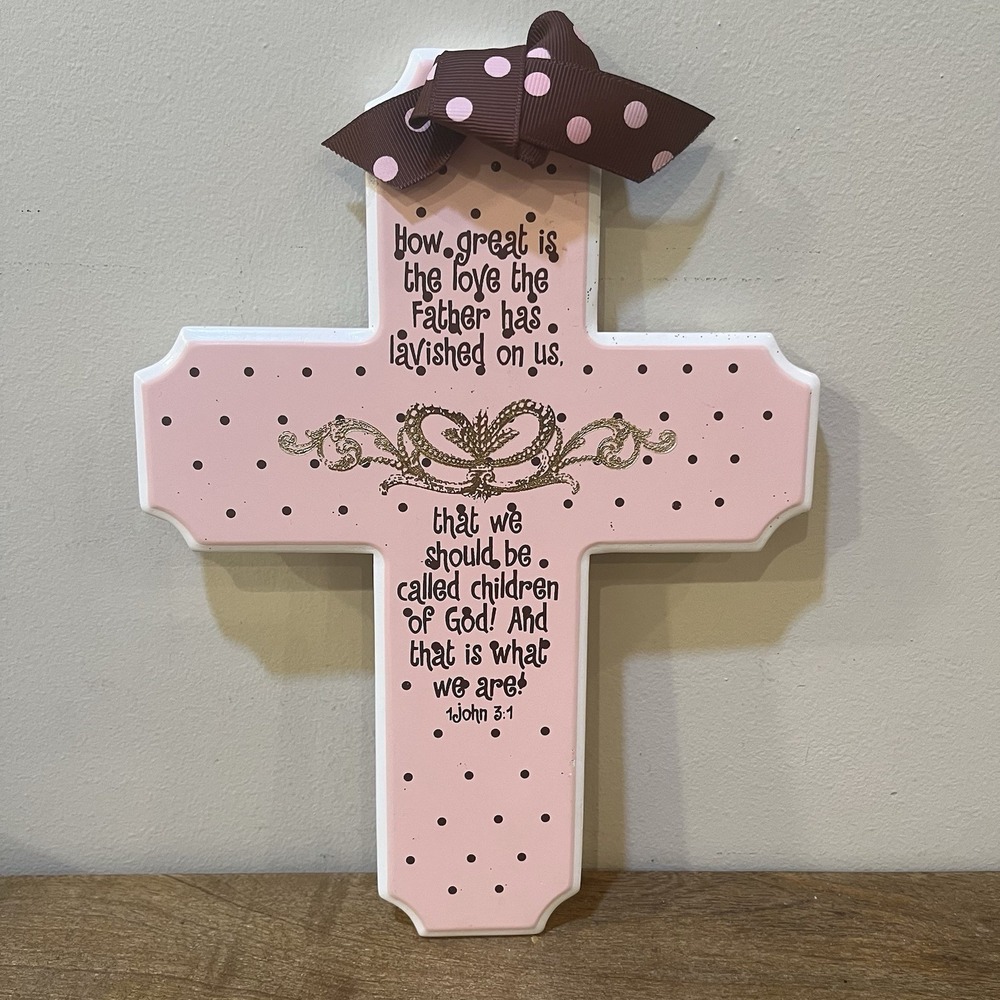 Pink Christian Cross Wall Decor God's Little Princess Nursery Baptism Gift